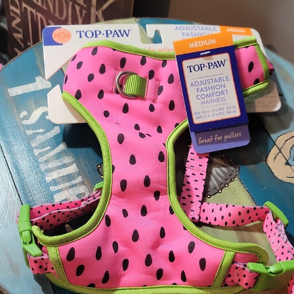 Top Paw Other - Top Paw Pink and Black Polka Dot Dog Harness